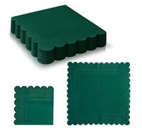 20Pcs Spruce Green Paper Napkins Serviettes Disposable 16 * 16cm,2Ply Scalloped Cocktail Napkin Lunch Dinner Tissue Decorative Paper Napkins for Christmas Wedding Birthday Picnic Kitchen Restaurant