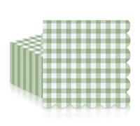 20pcs Square Paper Napkins,Green White Birthday Decorations,Soft Recycled Paper, 2-Ply,13" x 13", Hand Paper Towels Disposable Cocktail Serviettes Napkin Patterned for Birthday,Wedding,Baby Showers