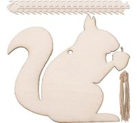 20pcs Squirrel Wooden Cutouts Wooden Animal Slices Squirrel Shaped Blank Wood Pieces Unfinished Animal Cutouts Shapes Tags