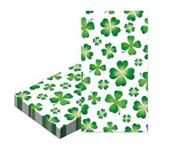 20Pcs St.Patrick's Day Napkins Serviettes Disposable Guest Hand Towels 40x33cm,Four Leaf Clover Pattern Tissue Cocktail Dessert Dinner Napkins for Irish St.Patrick's Day Party Decorations Paper Napkin