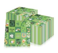 20Pcs St. Patrick's Party Napkins, Cocktail and Dinner Serviettes With Four-Leaf Clovers, Soft Paper Tableware for St. Patrick's Day Decor