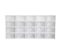 20pcs Stackable Flip Up Shoe Boxes White Clear PP Shoe Storage Organisers | Foldable shoe containers for closet entrance bedroom lightweight shoe rack easy to assemble suitable for sneakers flat shoes