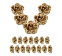 20pcs Stainless Steel 3D Rose Beads for Bracelet Making Golden
