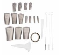 20pcs Stainless Steel Caulking Finisher Kit Rustproof Assorted Sizes Caulk Nozzle Set Smooth Fill Gaps and Seal Mess Free for Kitchen Bathroom Window Angled Corners 14 Nozzles 3