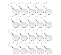 20Pcs Stainless Steel Earring Blanks, 16mm Round Dangle Tray Bezel Cabochon Settings for DIY Jewelry Making, Ear Wire Hooks & Pendant Bases