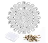 20Pcs Stainless Steel Flat Brackets, 77x16x1.8mm Metal Joining Plates, Flat Shelf Connector, Corner Repair Connecting Plates, Straight Mending Brackets with Screws Storage Box for Wood Furniture