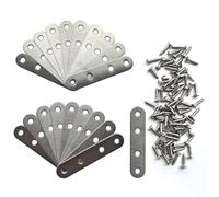 20pcs Stainless Steel Flat Fixing Brackets, Connecting Plates, Flat Plate Bracket for Wood,Flat Straight Fixing Plates with 80pcs Screws for Repairing, Mending,Fixing, Joining Furniture