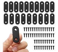 20Pcs Stainless Steel Flat Plate Bracket, Heavy Duty Straight Corner Braces with 40 Screws for Wood Chair Bookshelf Board Window Furniture Fixing, Black