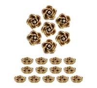 20pcs Stainless Steel Rose Shaped Beads for Crafts, Golden Polished