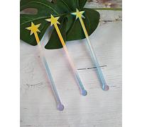 20PCS Star Drink Stirrers, Acrylic Cocktail Stirrers, Drink Stirrers, Laser Cut Wedding Decor Drink Stirrers Swizzle Sticks (Rainbow)