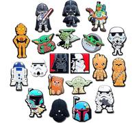 20Pcs Star Wars Shoe Charms for Croc Clogs Sandals Decoration , Yoda Grogus Shoe Accessories Charms for Boys Men Party Favors Gifts, Metal, No Gemstone