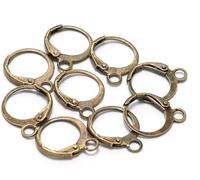 20Pcs Steel French Lever Earring Hooks Wire Settings Base Hoops Earrings with Open Loop for Men Women for DIY Jewelry Making Supplies(14×12mm) (Antique Bronze)