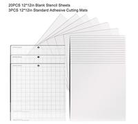 20PCS Stencil Sheets 12x12in with 3pcs Replacement Cutting Mat Non-Slip Gridded Standard Adhesive Mats Template Material Compatible Silhouette Cameo Explore Machine