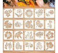 20PCS Stencils for Crafts Reusable - Reusable Flower Stencils - Painting Crafts Templates - Plastic Stencil - for DIY Art Scrapbook Paintings on Wood Wall Furniture