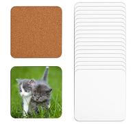 20pcs Sublimation Square Coasters, 4x4in MDF Blank Hardboard Coaster MDF Wooden Coaster Sublimation Cork Coasters for DIY Crafts Painting Home Decor