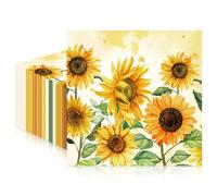 20pcs Sunflower Paper Party Napkins Serviette,2-Ply,Recyclable,13" x 13",Disposable Cocktail Serviettes Napkins,Hand Paper Towels Sunflower Tissue for Birthday,Wedding,Graduate,Valentine's Day,Hawaii