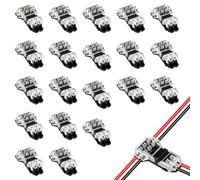 20PCS T Tap Wire Connectors 12V, 2 Pin 3 Way Low Voltage Wire Connectors Cable for 18-22 AWG Cables, Quick Solderless Wire Splice Connectors No Wire Stripping Electrical Branch Connector