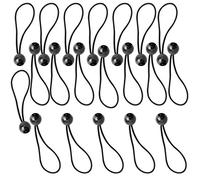 20Pcs Tarpaulin Bungees Balls Black Bungees Cord with Ball Bungee Toggle Ties Gazebo Tie Strap Tent Toggles Flag Bungees Tent Elasticated Tarp Ties Bungee Straps for Marquee Holder Pole Camping Canopy