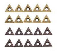 20pcs TCMT16T304 / TCMT 32.51 Carbide Turning Inserts, Triangle Indexable Inserts for CNC Lathe Toolholding, Gold & Purple, 16×5×4mm