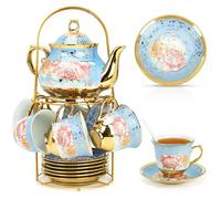 20Pcs Tea Set for 6, Ceramic Tea Service Set with 700ml Teapot & 160ml Cups