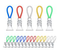20Pcs Tea Towel Hanging Clips, 5 Colors Metal Tea Towel Storage Clip, Multicolour Bath Towels Clothes Peg for Homes Beach Bathroom (Blue Green Red Yellow Silver)