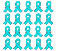 20pcs Teal Green Ribbon Awareness Pin Cervical Ovarian Cancer Awareness Brooch Hope Enamel Lapel Pins
