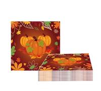 20Pcs Thanksgiving Party Paper Napkins Autumn Fall Napkin,Autumn Decor Pumpkin Maple Leaf Tissue Thanks Dinner Dessert Paper Napkins for Thanksgiving Autumn Harvest Party Supplies Table Decorations