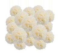 20pcs Tissue Paper Pom Poms - Beige - 6 Inch - Tissue Paper Pompoms for Engagement, Wedding, Birthday Party Deco