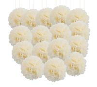 20pcs Tissue Paper Pom Poms - Beige - 8 Inch - Tissue Paper Pompoms for Engagement, Wedding, Birthday Party Deco
