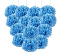20pcs Tissue Paper Pom Poms - Blue - 6 Inch - Tissue Paper Pompoms for Engagement, Wedding, Birthday Party Deco