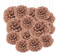 20pcs Tissue Paper Pom Poms - Brown - 15 cm - Tissue Paper Pompoms for Engagement, Wedding, Birthday Party Deco
