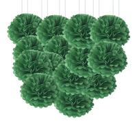 20pcs Tissue Paper Pom Poms - Dark Green - 15 cm - Tissue Paper Pompoms for Engagement, Wedding, Birthday Party Deco