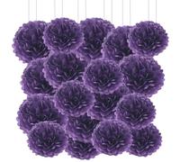 20pcs Tissue Paper Pom Poms - Dark Purple - 15 cm - Tissue Paper Pompoms for Engagement, Wedding, Birthday Party Deco
