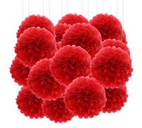 20pcs Tissue Paper Pom Poms - Dark Red - 15 cm - Tissue Paper Pompoms for Engagement, Wedding, Birthday Party Deco