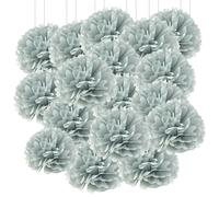20pcs Tissue Paper Pom Poms - Grey - 15 cm - Tissue Paper Pompoms for Engagement, Wedding, Birthday Party Deco