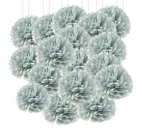 20pcs Tissue Paper Pom Poms - Grey - 6 Inch - Tissue Paper Pompoms for Engagement, Wedding, Birthday Party Deco