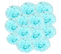 20pcs Tissue Paper Pom Poms - Light Blue - 6 Inch - Tissue Paper Pompoms for Engagement, Wedding, Birthday Party Deco