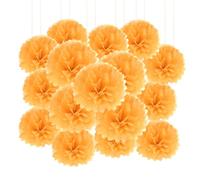 20pcs Tissue Paper Pom Poms - Orange - 6 Inch - Tissue Paper Pompoms for Engagement, Wedding, Birthday Party Deco