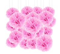 20pcs Tissue Paper Pom Poms - Pink - 6 Inch - Tissue Paper Pompoms for Engagement, Wedding, Birthday Party Deco