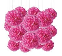 20pcs Tissue Paper Pom Poms - Rose Red - 6 Inch - Tissue Paper Pompoms for Engagement, Wedding, Birthday Party Deco