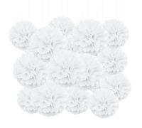20pcs Tissue Paper Pom Poms - White - 15 cm - Tissue Paper Pompoms for Engagement, Wedding, Birthday Party Deco