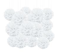 20pcs Tissue Paper Pom Poms - White - 6 Inch - Tissue Paper Pompoms for Engagement, Wedding, Birthday Party Deco