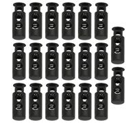20PCS Toggles for Drawstrings, Plastic Cord Lock Black Double Hole Spring Toggle Stopper Cord Stops Fastener for Luggage, Lanyard, Clothing, DIY Projects, Backpack, Sportswear, Shoelaces, Jackets