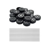 20PCS Toy Car Wheel 2mm Dia Shaft Plastic Toy Wheel with Shaft Axles for RC Car Truck Robot DIY Model Toy Building Parts (Style 1)
