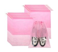20pcs Travel Shoe Bags Non-Woven Drawstring Organizers Bags Dustproof Portable Travel Shoe Storage Bags with Clear Window Fit Men and Women for Travel Sport Home Use, Black,Pink