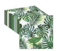 20pcs Tropical Leaves Foliage Paper Napkins, Palm Leaf Serviettes, Tropical Cocktail Napkins Paper, Plant Palm Leaf Napkins for Hawaiian Party Kids Jungle Party Summer Parties Supplies