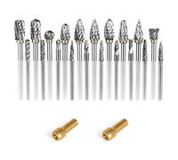 20Pcs Tungsten Carbide Burr Set 1/8 IN Shank, Die Grinder Bits Compatible with Dremel Metal Grinding Bits fits Die Grinder Rotary Drill for Wood Stone Steel Cutting Engraving with 2 Collets