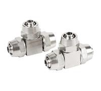 20pcs Twist Fit 4/6/8/10/12/14/16mm OD Lock Female Brass T Type Pneumatic 3-Way Push in Connector Quick Release Air Fitting(Transparent)
