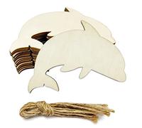20pcs Unfinished Dolphin Shaped Wood Cut Out Dolphin Wood DIY Crafts Cutouts Blank Wooden Dolphin Shaped Shaped Hanging Ornaments for Wedding Birthday Ocean Animal Themed Party Decoration