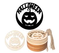 20Pcs Unfinished Halloween Round Wood Pumpkin Wood with Twines Art Unfinished Ornaments for Halloween Christmas Wedding Birthday Party Decoration